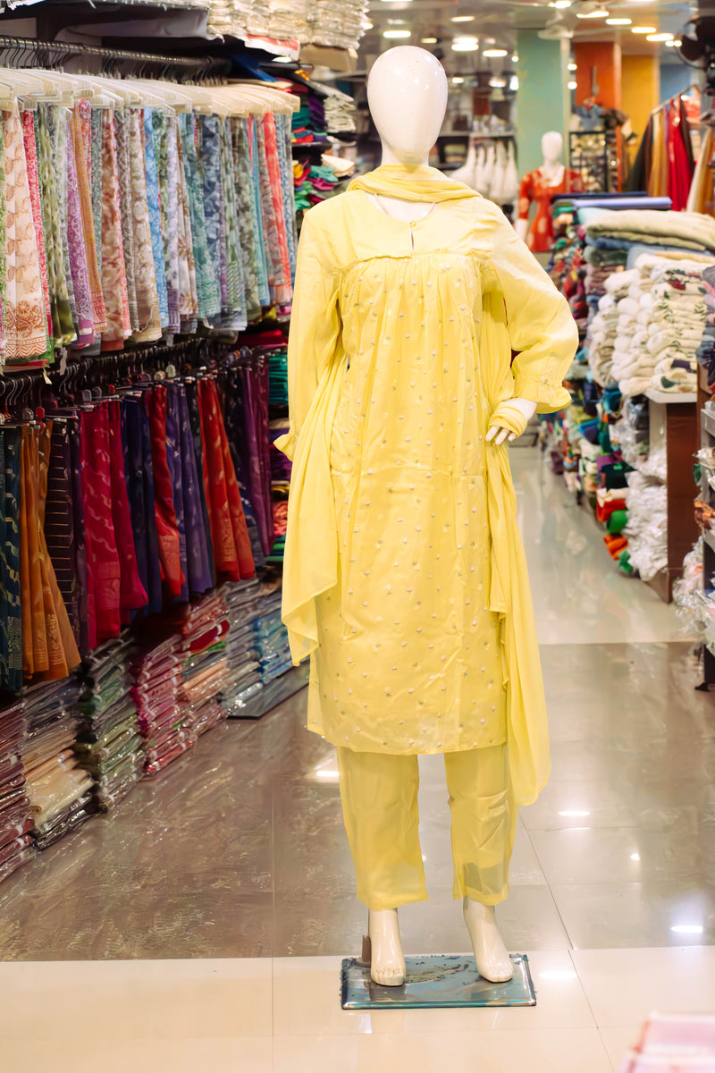 Sunshine Yellow Embellished Suit Set with Dupatta
